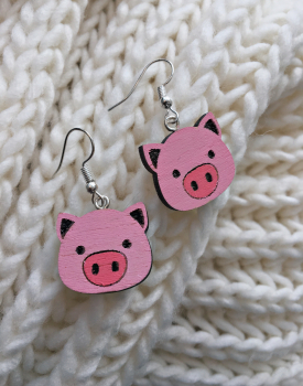Wooden earrings "Piglet"